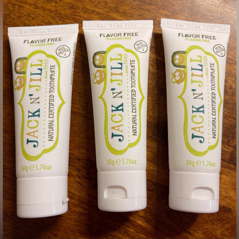 Jack N’ Jill Flavor Free Fluoride Free Xylitol Toothpaste (3 tubes)